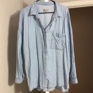 Chambray and pearl shirt